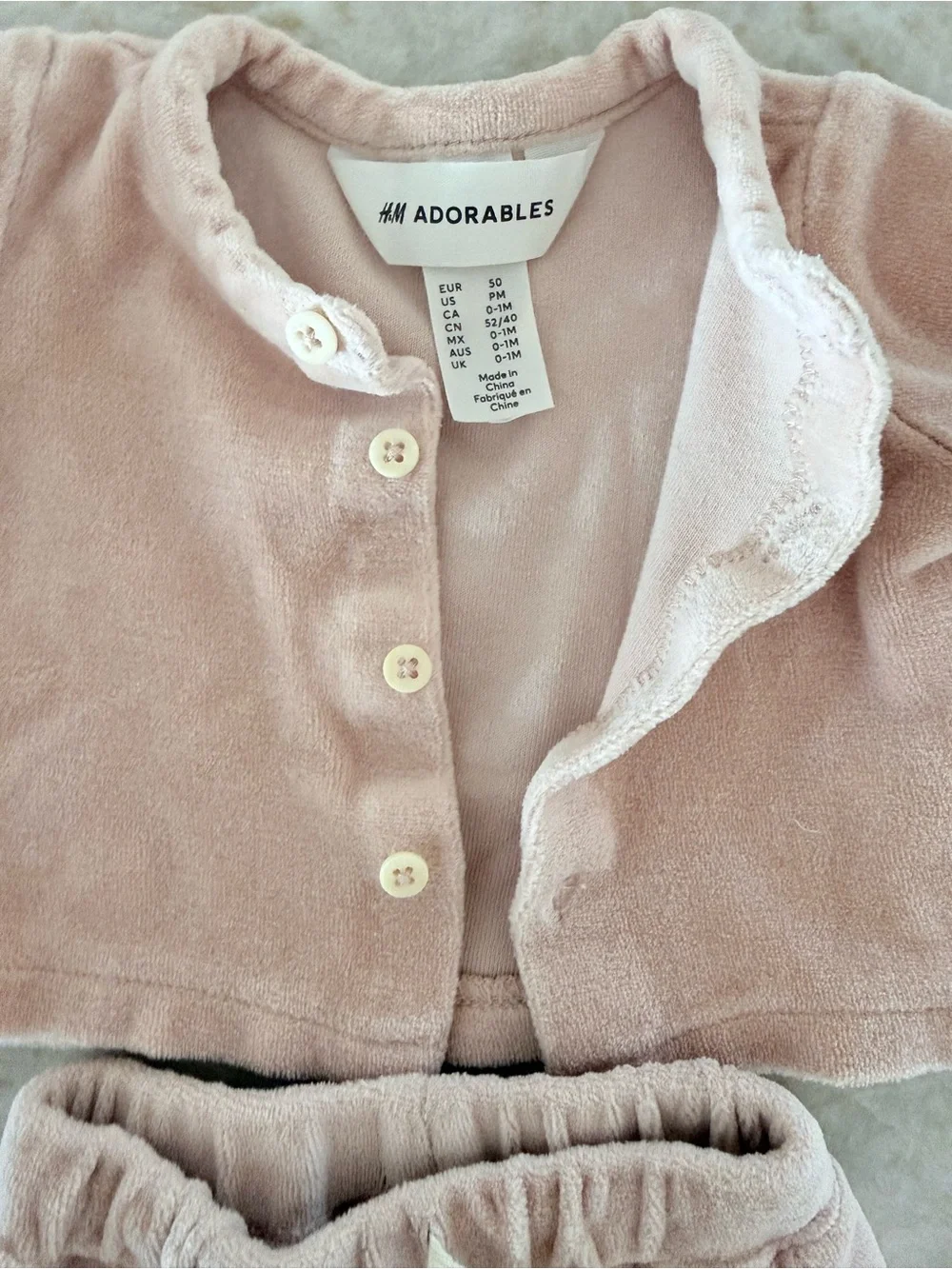 2-piece Velour Set - Blush Pink - Premie